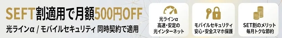 SET割適用で月額500円OFF